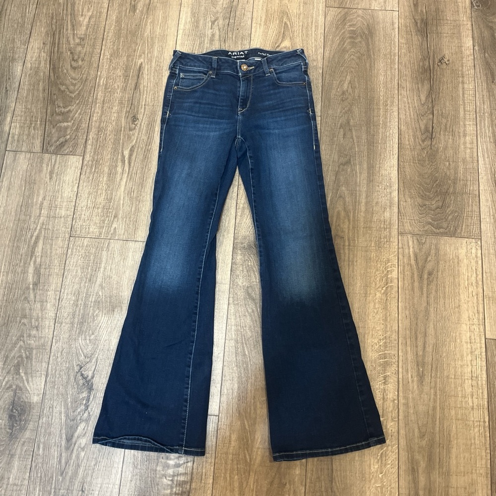 Ariat Blue Flare Wide Leg Jeans with Classic Indigo Wash